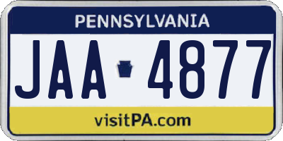 PA license plate JAA4877