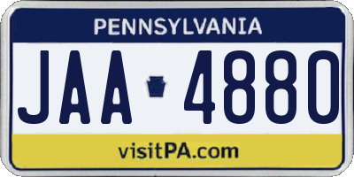 PA license plate JAA4880