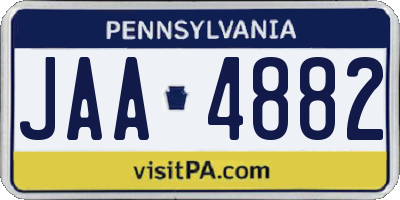 PA license plate JAA4882