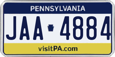 PA license plate JAA4884