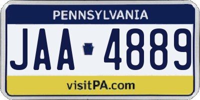 PA license plate JAA4889