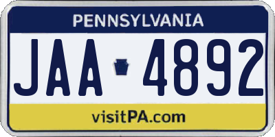 PA license plate JAA4892