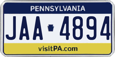 PA license plate JAA4894