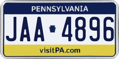 PA license plate JAA4896