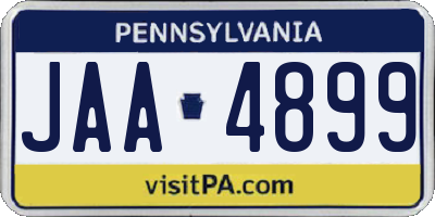 PA license plate JAA4899