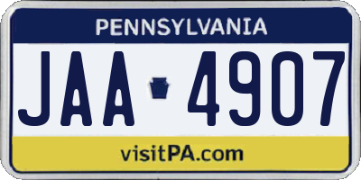 PA license plate JAA4907