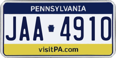 PA license plate JAA4910