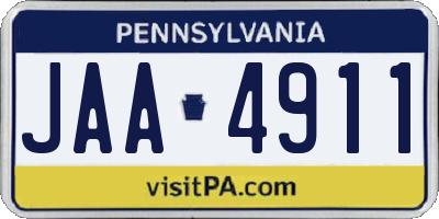 PA license plate JAA4911