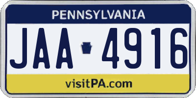 PA license plate JAA4916