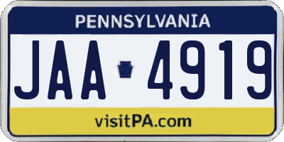 PA license plate JAA4919