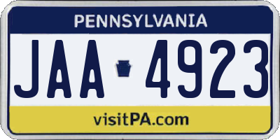 PA license plate JAA4923