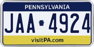 PA license plate JAA4924