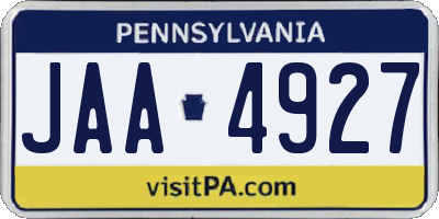 PA license plate JAA4927