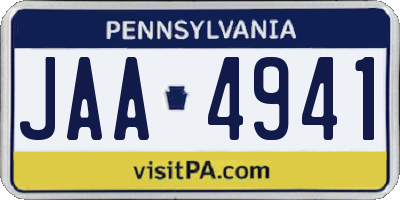 PA license plate JAA4941