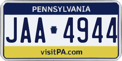 PA license plate JAA4944