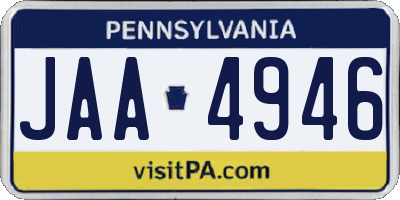 PA license plate JAA4946