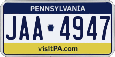 PA license plate JAA4947