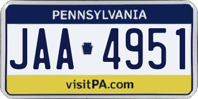 PA license plate JAA4951