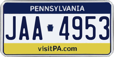 PA license plate JAA4953