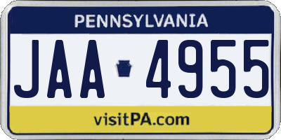 PA license plate JAA4955