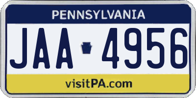 PA license plate JAA4956