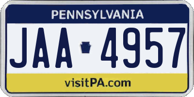 PA license plate JAA4957