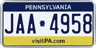 PA license plate JAA4958