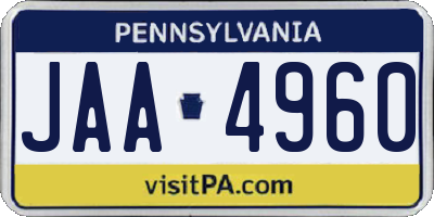 PA license plate JAA4960