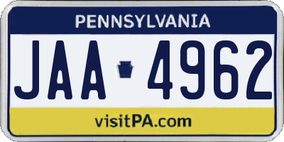 PA license plate JAA4962