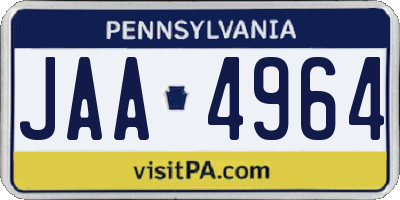 PA license plate JAA4964