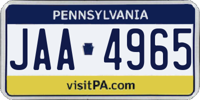 PA license plate JAA4965