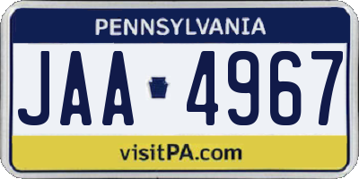 PA license plate JAA4967
