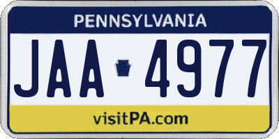 PA license plate JAA4977