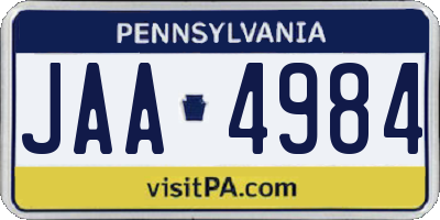 PA license plate JAA4984