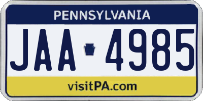 PA license plate JAA4985