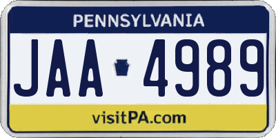 PA license plate JAA4989