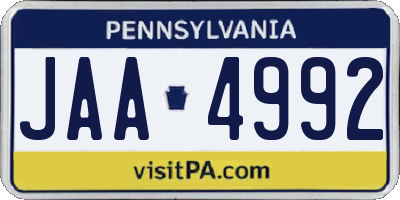 PA license plate JAA4992