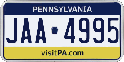 PA license plate JAA4995