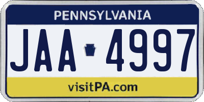 PA license plate JAA4997