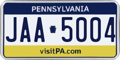 PA license plate JAA5004