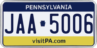 PA license plate JAA5006