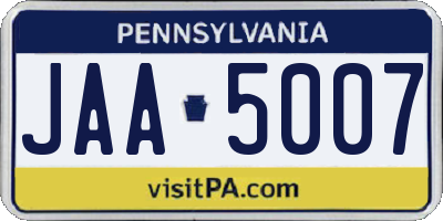 PA license plate JAA5007