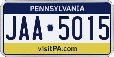 PA license plate JAA5015