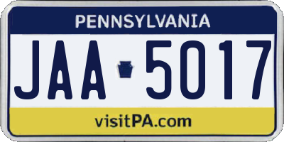 PA license plate JAA5017