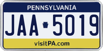 PA license plate JAA5019