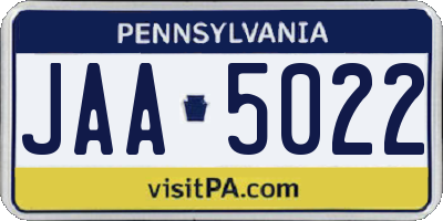 PA license plate JAA5022