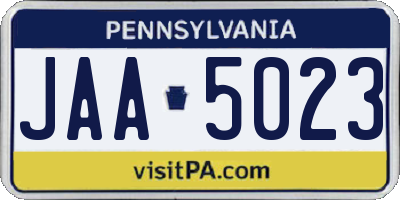 PA license plate JAA5023