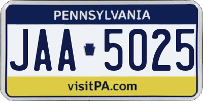 PA license plate JAA5025