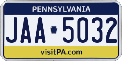 PA license plate JAA5032