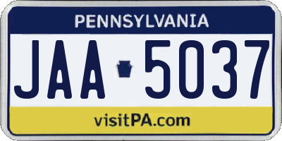 PA license plate JAA5037